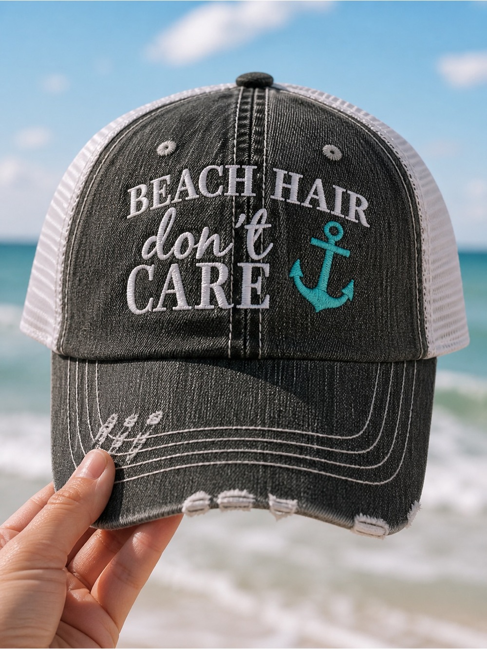 🧢🏖️ 'Beach Hair Don't Care' Trucker Hat